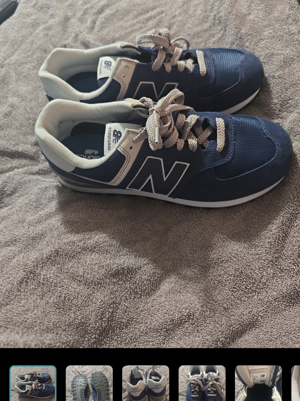 New Balance Kids Navy and Cream Running Shoes